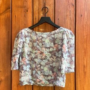 Chiffon by American Apparel| Mint Floral Blouse